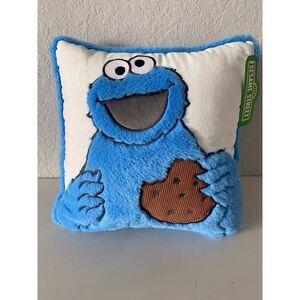 Sesame Street Decorative Pillow Cookie Monster Fuzzy Faux Fur 16 X 16” Blue NEW
